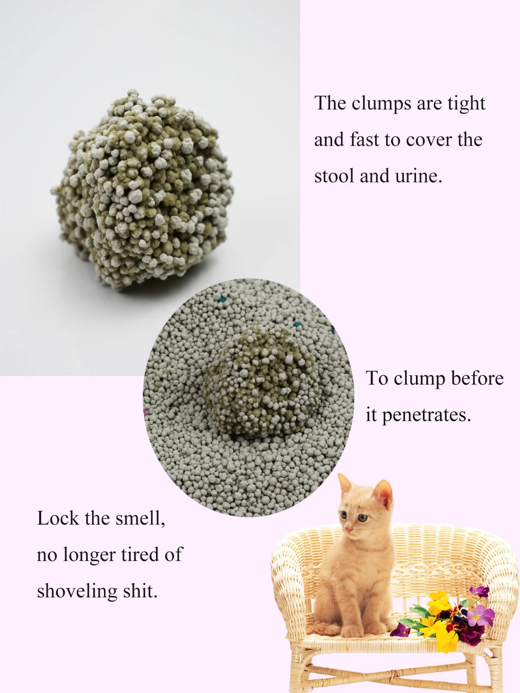 Ultra Less Dust and Strong Clump Bentonite Cat Litter